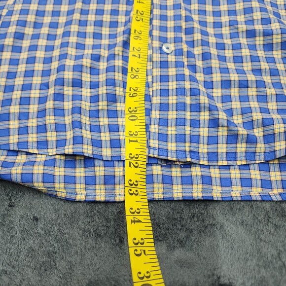 Turtleson Men's Blue Yellow Plaid Button Up Dress Shirt Size L - Picture 10 of 14